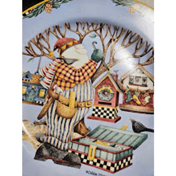 VTG Woodland Santa Plates by Debbie Mumm - Pinecone & Birdhouse Christmas 1998 - Picture 6 of 7